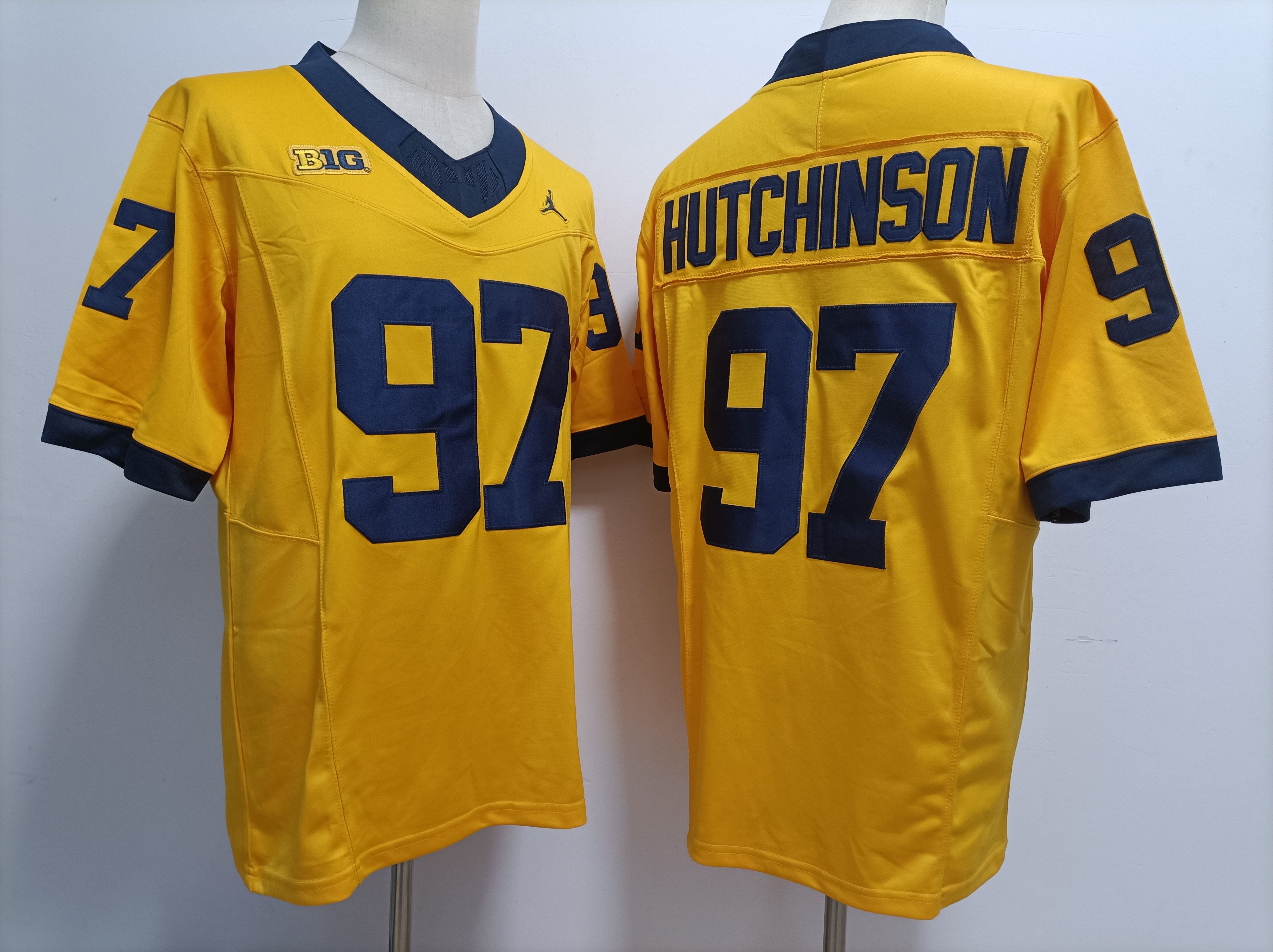 Men Michigan Wolverines #97 Hutchinson Yellow 2025 NCAA Jersey->ncaa teams->NCAA Jersey